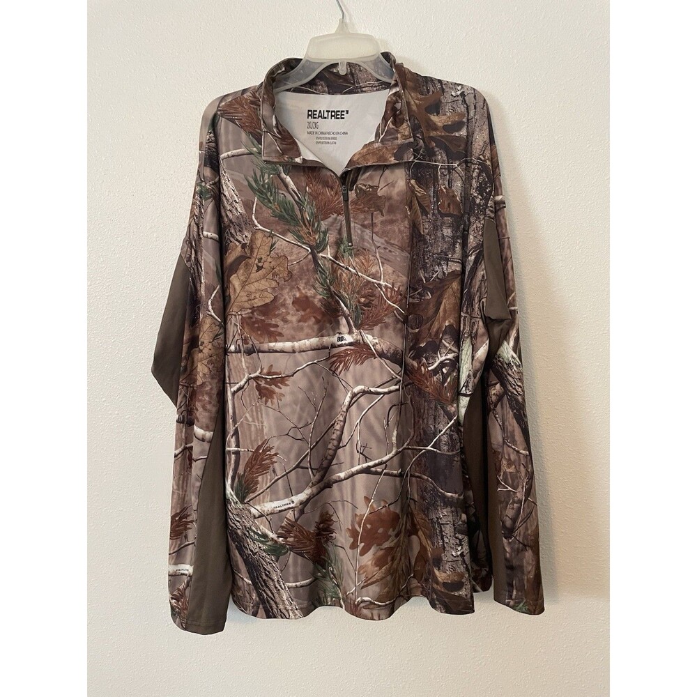 Realtree Xtra Camouflage Fleece 2XL Shirt Men's 1/4 Zip Pullover Long Sleeve